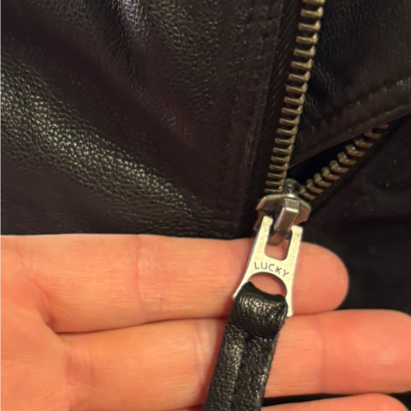 LUCKY Brand 100% Goat Leather Asymmetrical Moto Jacket, Black, Women's XS, EUC - Picture 5 of 10